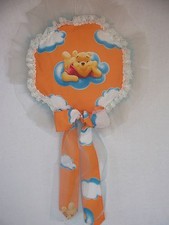 FIOCCO NASCITA BIMBO WINNIE POOH ARANCIONE - FIORE COCCARDA IDEA REGALO 