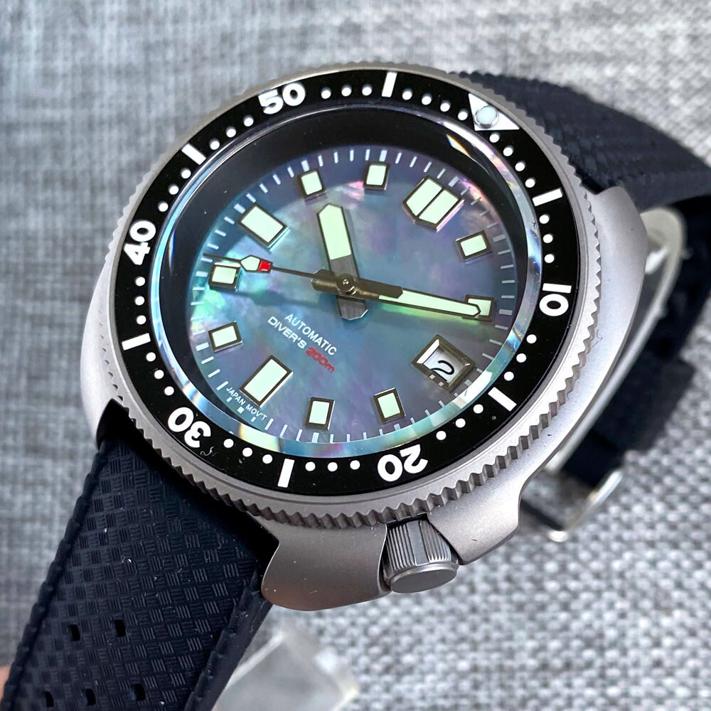 Shell Dial Watch Titanium 20ATM 44mm Tandorio Sterile Black Shell Dial NH35A Automatic ...