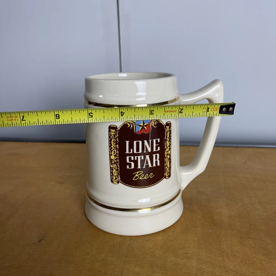 Taza de cerveza de cerámica de Texas 1942 Lone Star Beer Stein Lone logotipo publicitario Foto 3 de 4