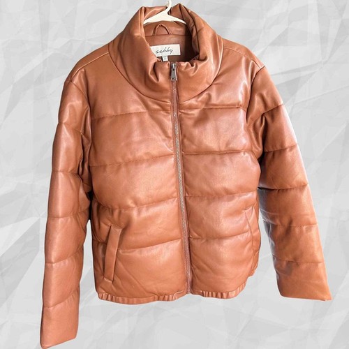 NWT Sebby Faux Leather Puffer Jacket 