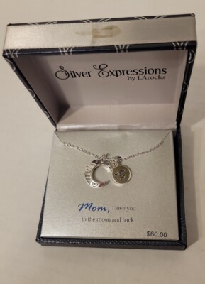 LArocks Silver Expressions Mom, I Love You To The Moon And Back Necklace