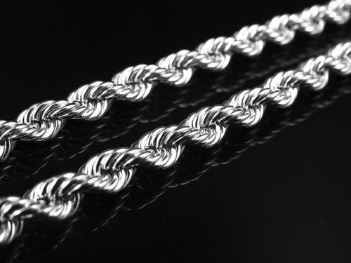 Men's Ladies Solid Rope Chain Necklace 4MM Real 14K White Gold 18"-28" - Afbeelding 4 van 6