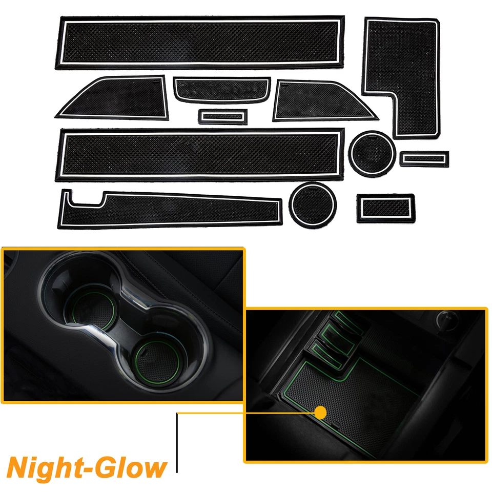12x Para Ford Mustang 2015+ Interior Silicona Consola Forro Alfombrilla Almohadilla Posavasos Foto 2 de 4