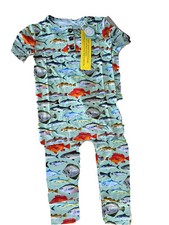 Gigi And Max Fish Pattern Pajama Set Boys Size 24 Mo Bamboo