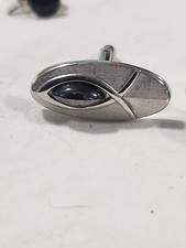 Swank Cuff Links Hematite And Stainless Steel 1"x.5"