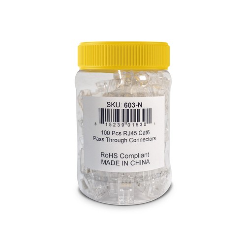 100PCS RJ45 Pass-Through Plug Cat5e Cat6 Ethernet cable Connectors RJ-45 Plugs - Afbeelding 4 van 4