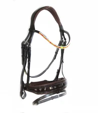 FSS MonoCrown Cut Away Bridle ORANGE TOPAZ CRYSTAL SHIMMER Curve Bling Browband