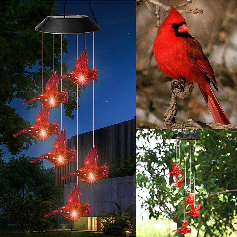 Image 31 - Solar Wind Chimes Lights LED Birds Color Changing Hanging Lamp Garden Home Decor