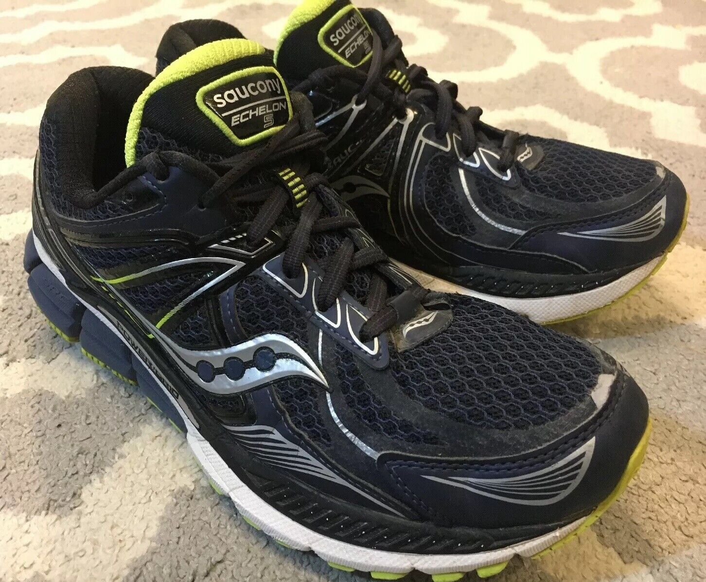 Saucony Men's Echelon 5 Running Shoes US Size 7 Navy Black Citron S20277 A1  for sale online