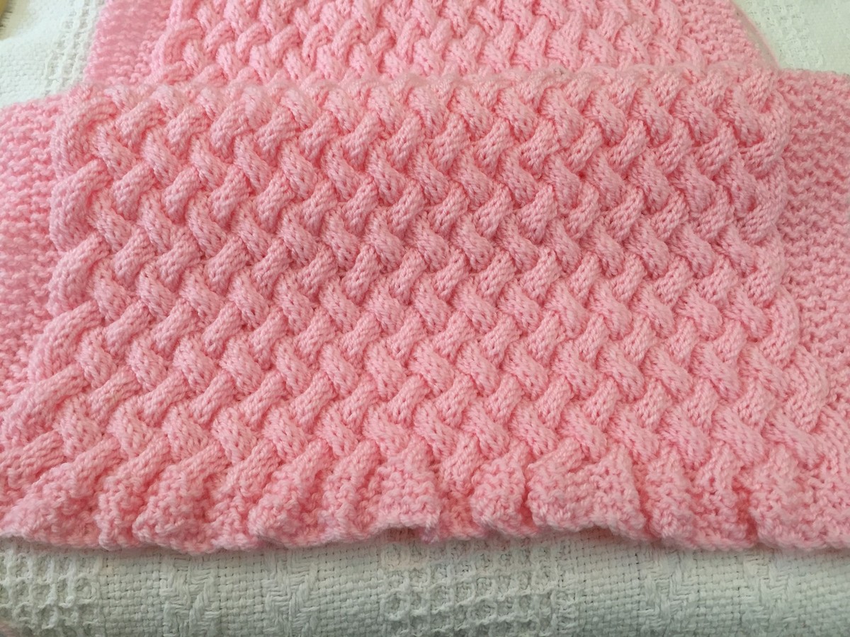 Knitting Pattern Wicker Basket-Weave Baby Blanket in Sizes