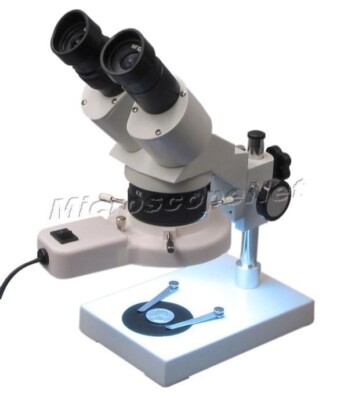 Student Binocular Stereo Microscope 20X-40X with Fluorescent Ring Light