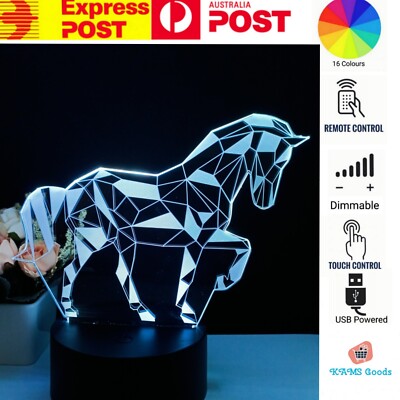 HORSE 3D Visual LED 16 Colour Night Light Table Lamp Gift for Birthday Christmas