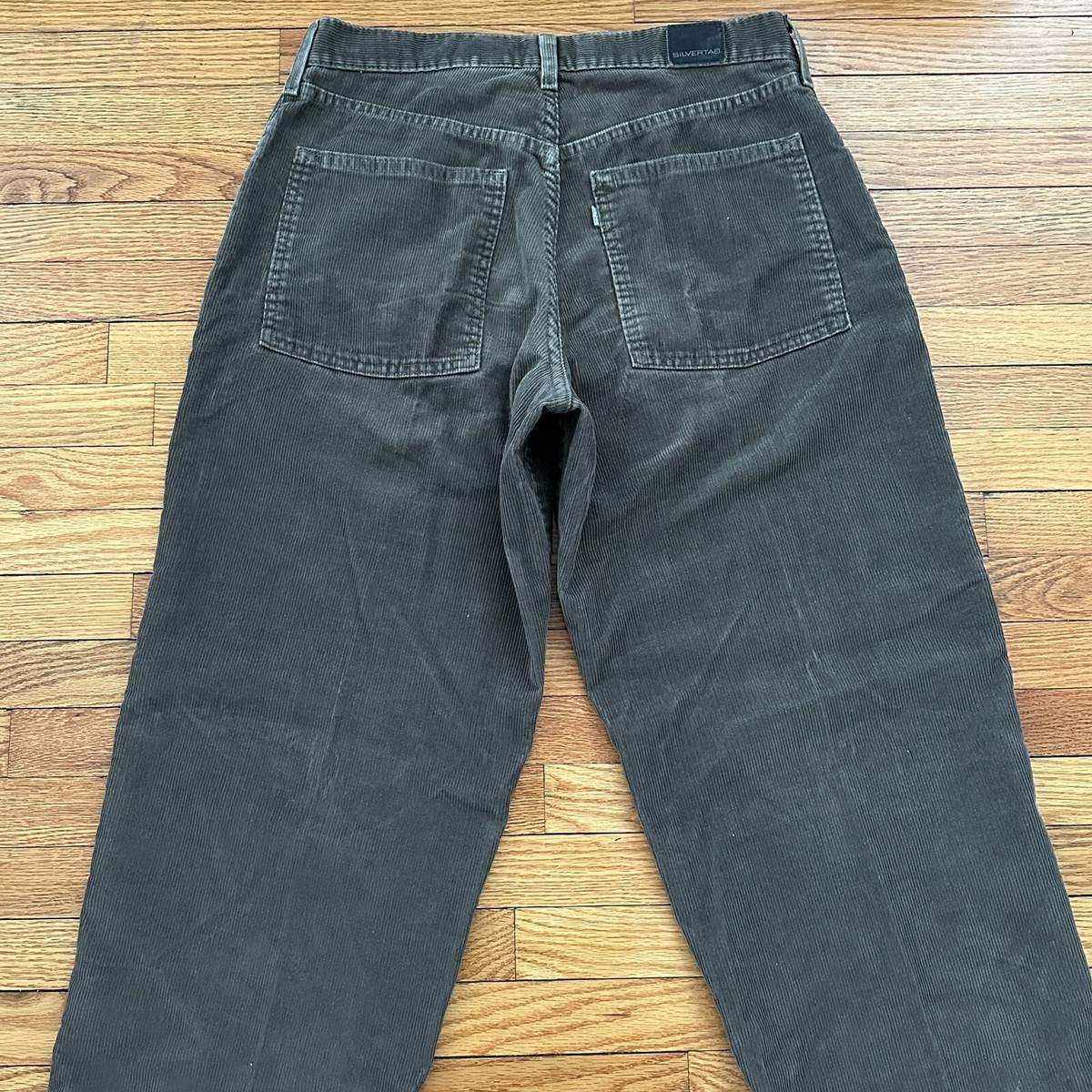 Vintage 90s Levi's Silvertab Gray Baggy Corduroy Pants Size