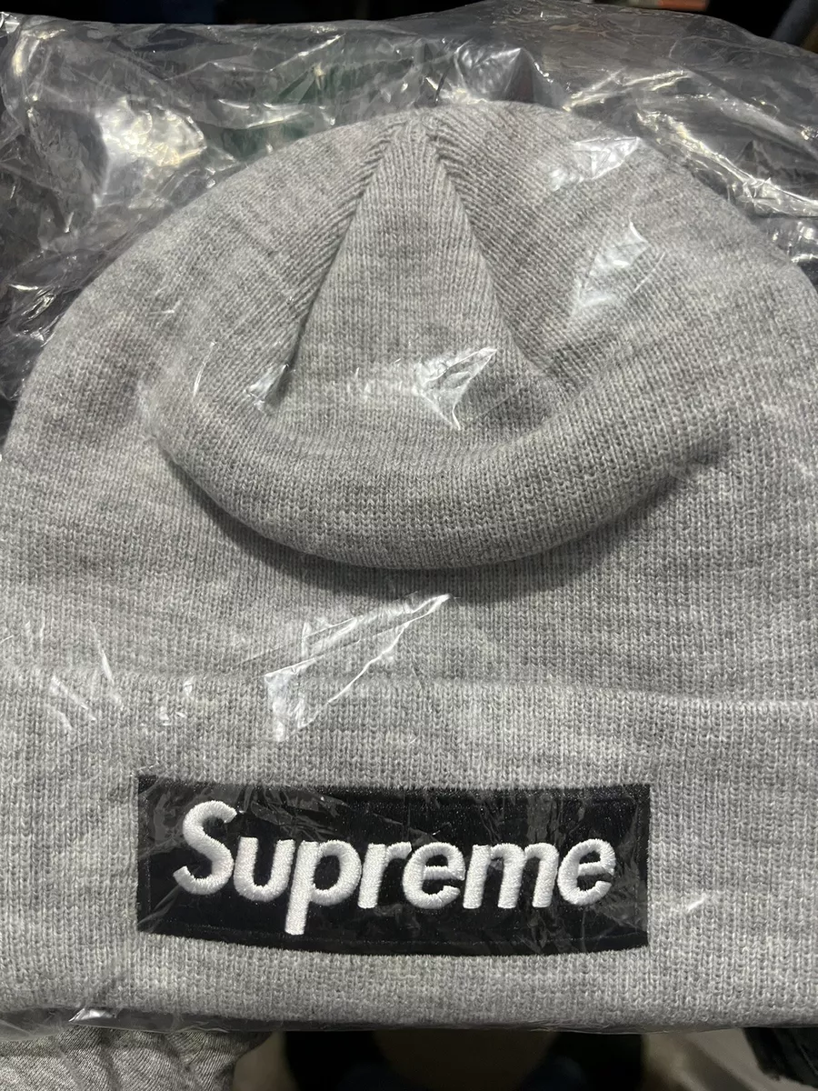 Supreme Box Logo New Era Beanie Grey/Black FW22 Brand New | eBay