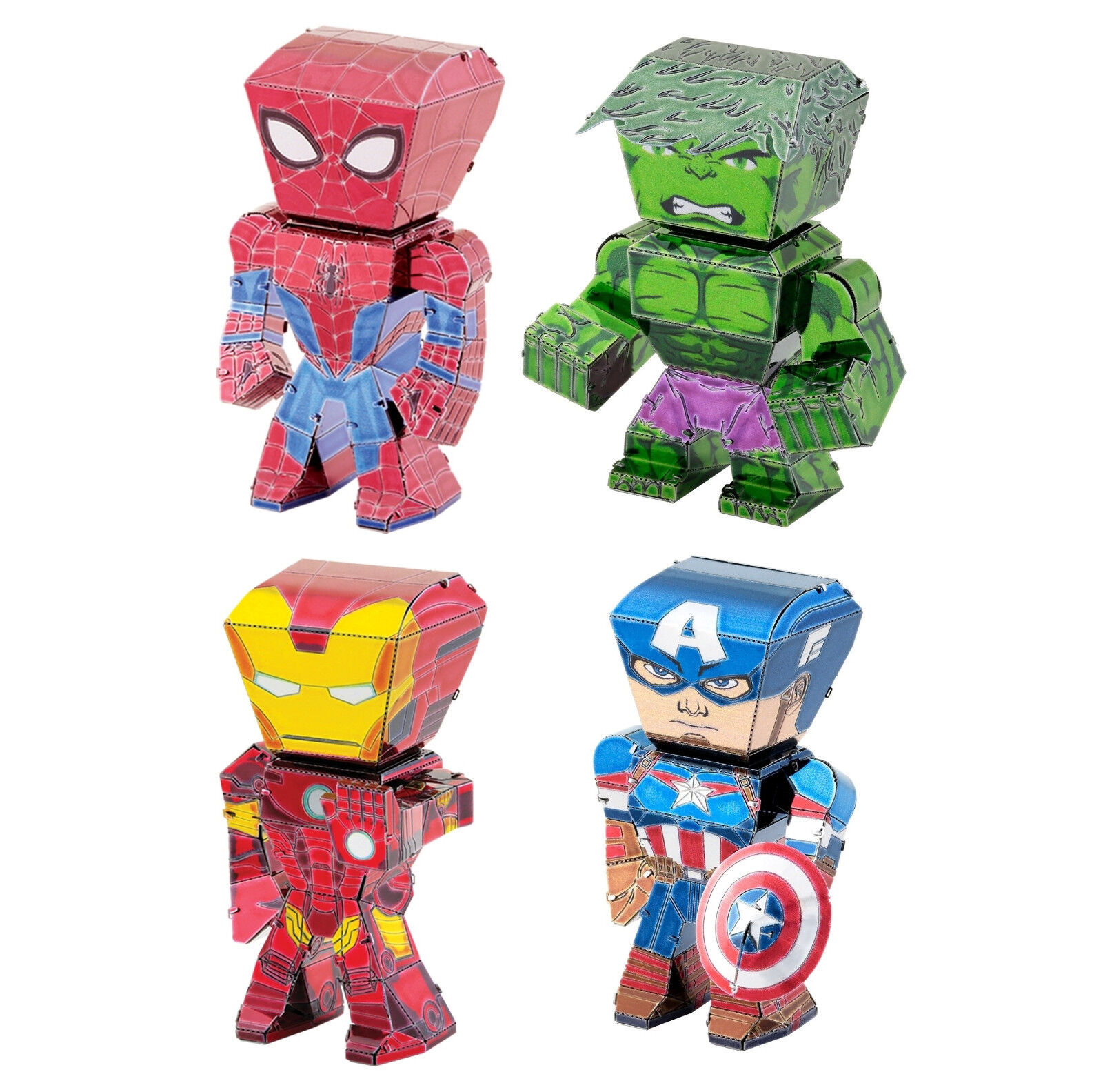 Set of 4 Metal Earth Legends Iron Man Spider-man Captain America Hulk Model Kit