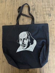 QTees Shakespeare Pop Art Black Canvas Tote Bag, Cloth Shopping Bag 