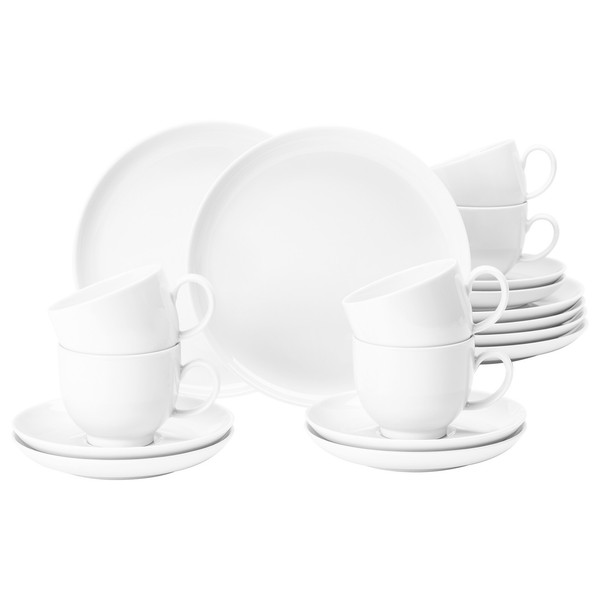 Seltmann Weiden Lido Weiß Kaffeeservice 18-Teilig Rundteller Tassen Set Geschirr-image