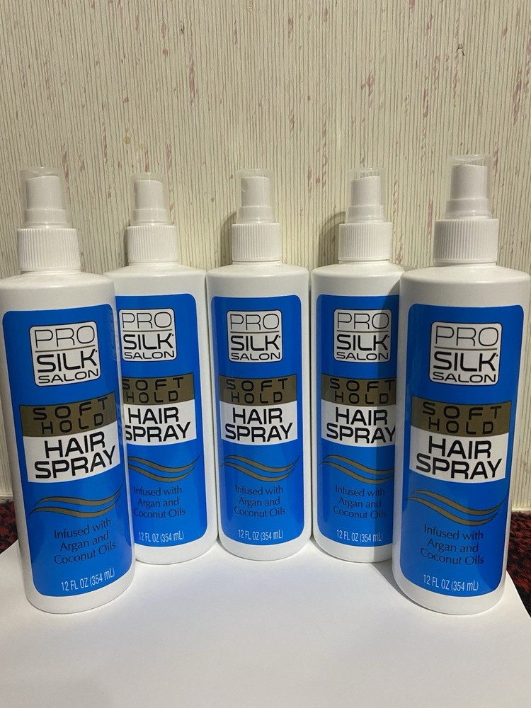 5 BTLS. Pros Silk Salon Soft Hold Hair Spray 12oz Each