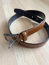 Paul Lawrence Genuine Brown Leather Belt 30 Waist Made in Italy Metal Buckle
