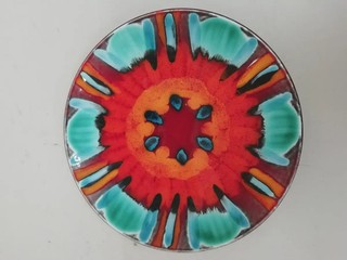 Poole Pottery Colourful Ceramic Display Plate Floral Abstract Design