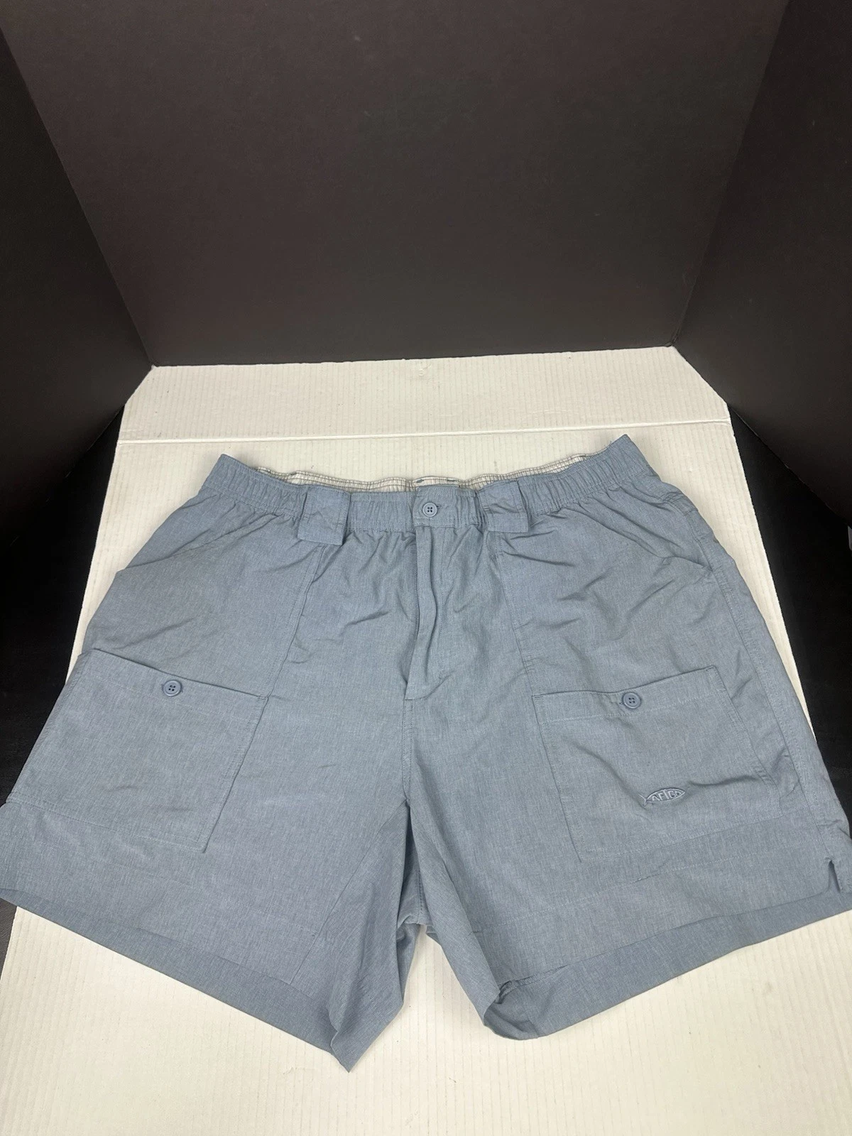 AFTCO Fishing Shorts Mens 42 Blue Cargo Nylon Bluewater 6” Inseam Nautical