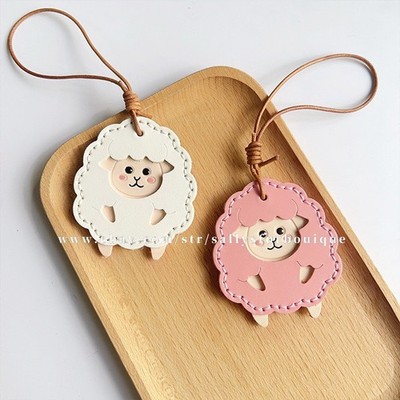 Sallys Handmade Real Leather Sheep Bag Key Chain Ring Charm Pendant 2 Colors