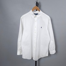 Ralph Lauren Button Down Dress Shirt White Men size 16,5 32/33, Duties Paid US