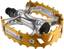 SE Bikes Bear Trap 9/16" Pedals, Gold Silver - Classic Alloy Cage