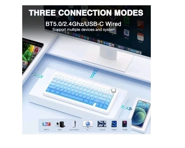 AULA F75 Pro Wireless Mechanical Keyboard,75% Gasket Hot Swappable Custom Key... - Image 3 of 3