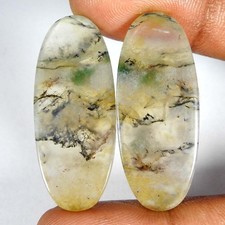 43.60Cts100 Natural Green Moss Agate Oval Pair Cabochon Loose Gemstone