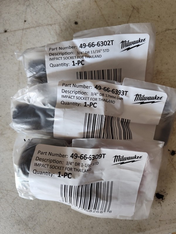 Milwaukee Impact Sockets 3 Total 1 Of Each