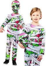Pop Art Mummy Costume Boys Girls Halloween Fancy Dress Oufit Mask Age 5-10