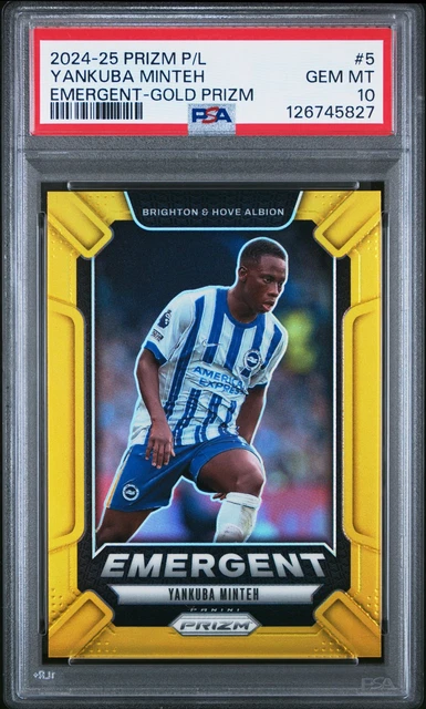 Yankuba Minteh 2024-25 Panini Prizm Premier League #5 Emergent Gold /10 PSA 10