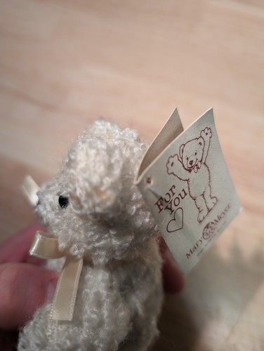 NEW VTG 90's Mary Meyers White Teddy Bear, Bow Plush Jointed Stuffed Animal 5" - Picture 17 of 21