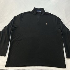 Polo Ralph Lauren Black Classic Estate Rib 1/4 Zip Pullover Sweater Mens 2XL