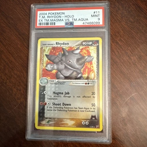 2004 Pokemon EX Team Magma Vs. Team Aqua Team Magma's Rhydon Holo 11/95 PSA 9