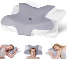 Ergo Pillow for Sleep Apnea, Neck Pain, and Snoring Relief, Standard, Gray
