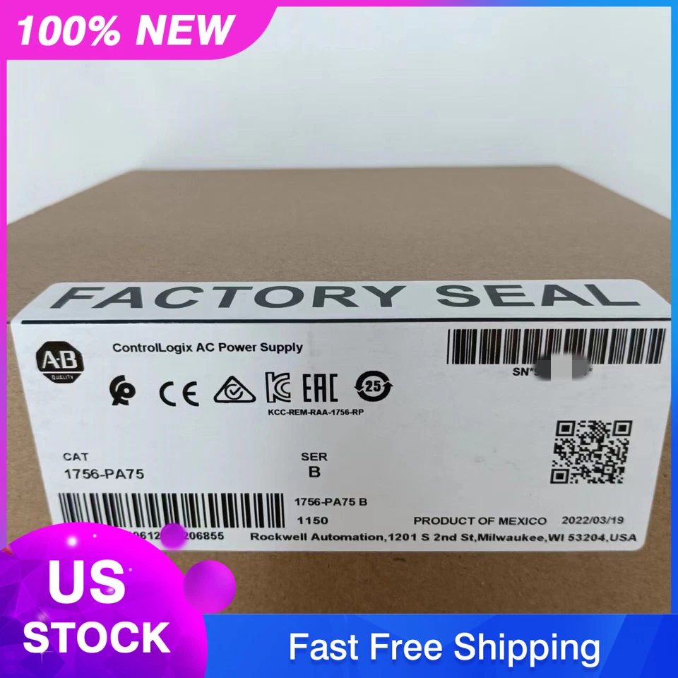 New Allen-Bradley 1756-PA75 SER B PLC ControlLogix AC Power Supply US Free Tax - Image 4 of 4