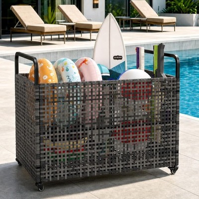Poolside Storage Basket Above Ground Pool Accessories for Pool Noodles W/ Handle