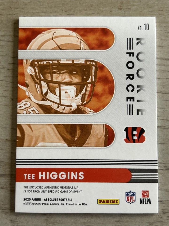 2020 Panini Absolute Tee Higgins Rookie Force Relic #10 Bengals - Image 2 of 2