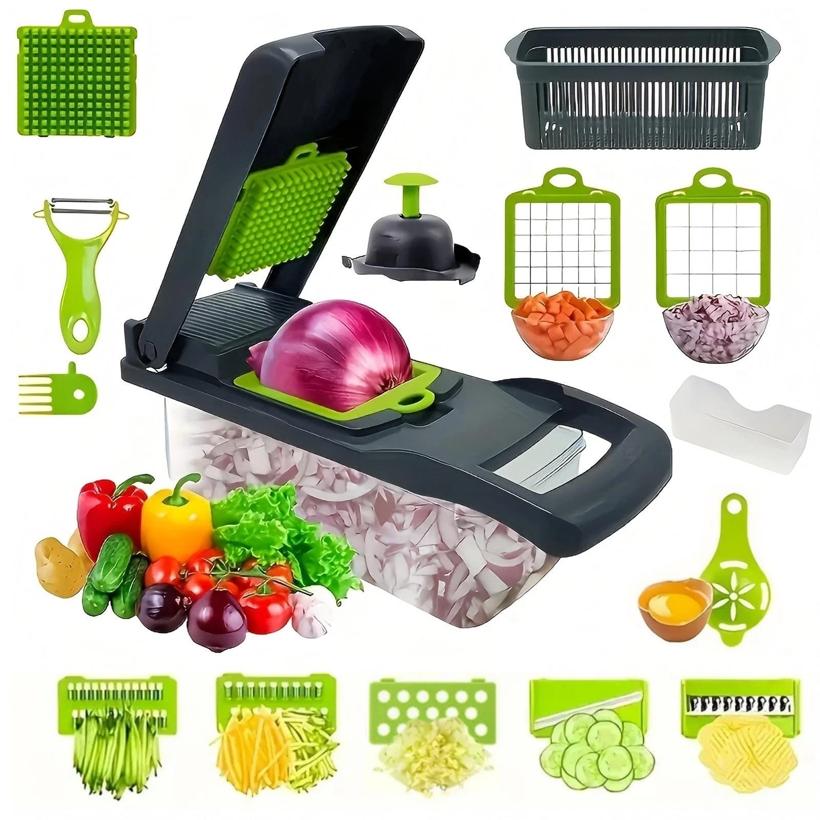 16-In-1 Vegetable Fruit Chopper Food Onion Veggie Dicer Slicer Cutter Kitchen