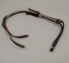 Top Leather Horse Bull Whip Riding Crop Cowboy Horsewhip Training Handmade 25"