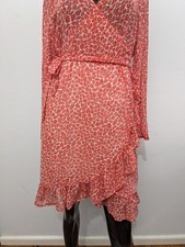 AVA Women’s Wrap Mini Dress RED Daisy Blush Casual Party Dress For Summer AU 12