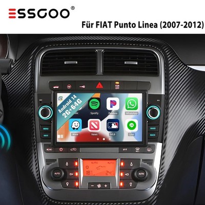 Für Fiat Grande Punto Linea 2007-2012 GPS Navi 64GB Autoradio Android 15 Carplay