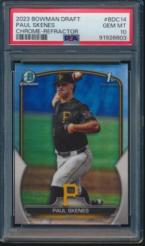 PSA 10 PAUL SKENES 1st 2023 Bowman Chrome Draft REFRACTOR PIRATES RC GEM MINT