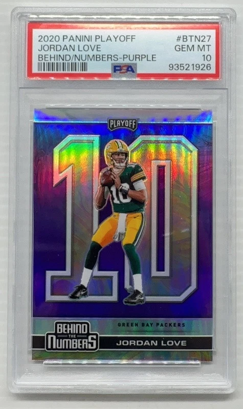 Jordan Love Panini Playoff Behind the Numbers #BTN27 Purple