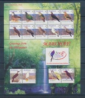 XE74730 Philippines 2008 expo animals fauna flora birds XXL sheet MNH