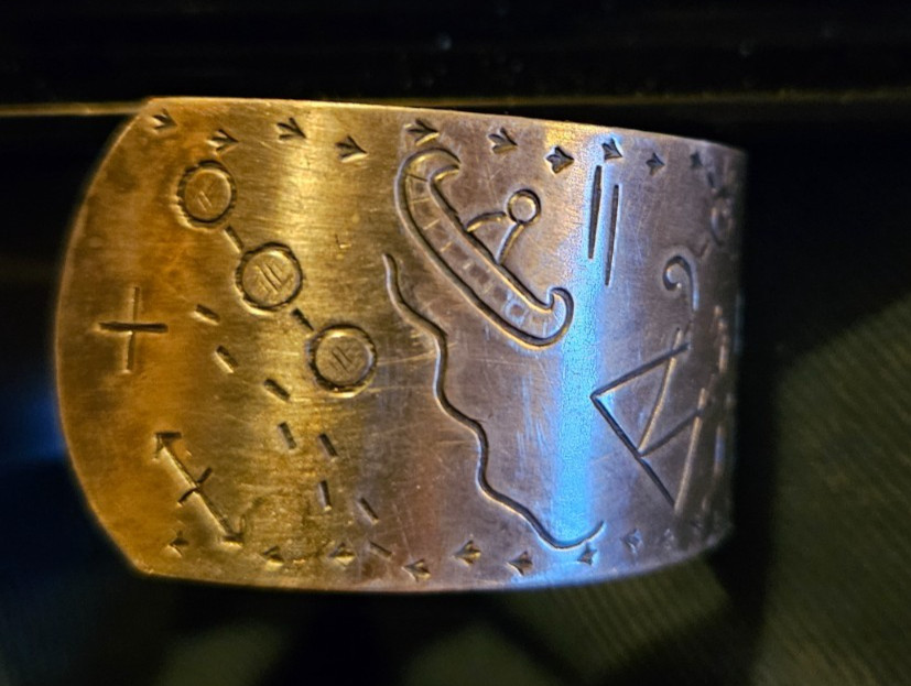 Unique Solid Copper Cuff Bracelet with Native Ame… - image 3