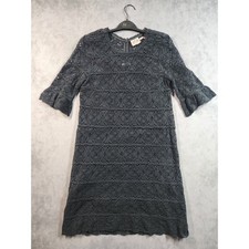 Juicy Couture A-Line Dress Womens 6 Black Good Vintage Lace Open Knit Y2K Goth
