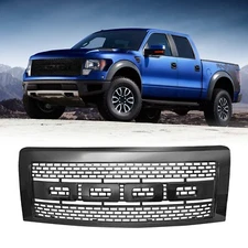 For 2009-2014 Ford F150 Front Bumper Grille Hood Grill Raptor Style Gloss Black